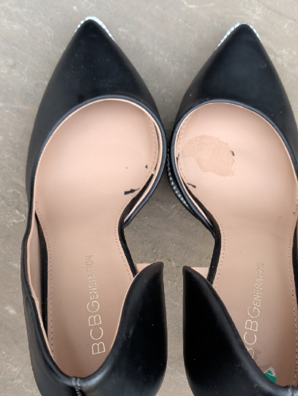 BCBGeneration Black D'Orsay Pointed Toe Pumps with Metallic Trim - Picture 13 of 15